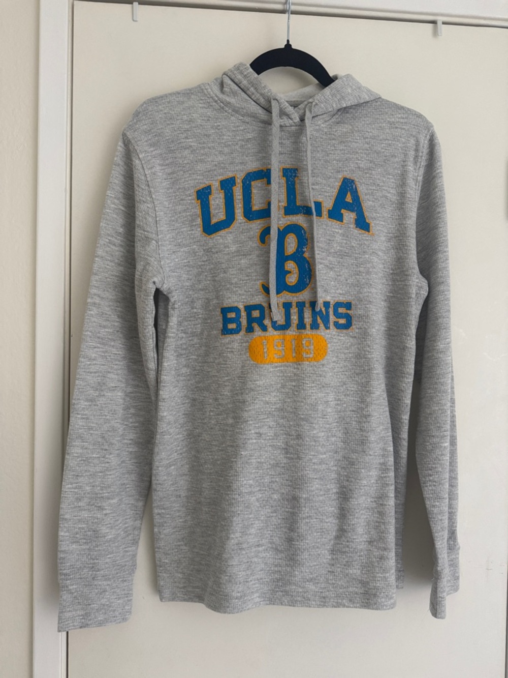 Champion Gray UCLA Bruins Hooded Long-Sleeve Shirt with Blue & Gold Logo